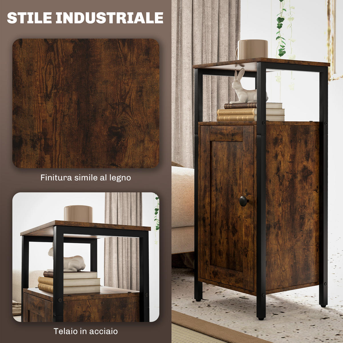 BEISTELLTISCH Braun 1 Stück - Braun, Naturmaterialien (34/30/80cm) - GiPP