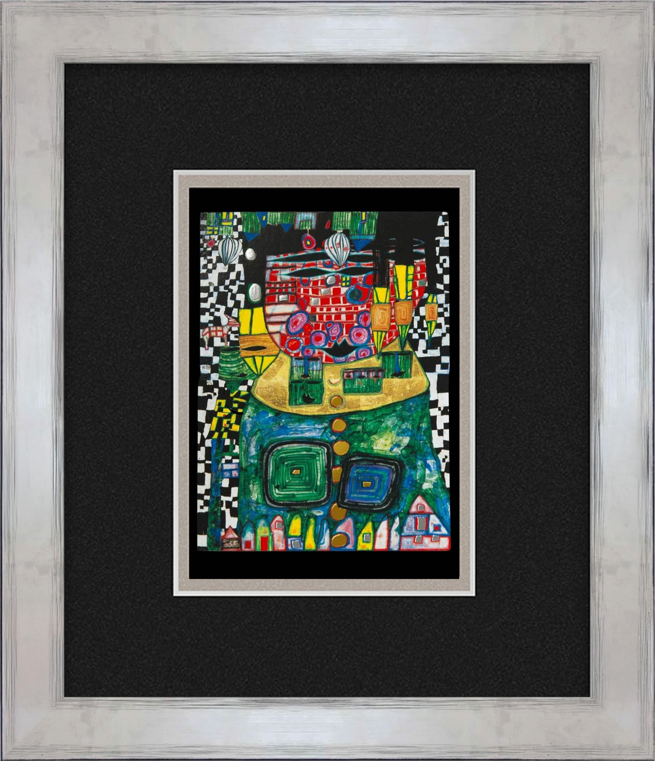BILD gerahmt 30x35 cm Friedensreich Hundertwasser „Antipode King“ - Multicolor, Holz (35/30cm) - artissimo