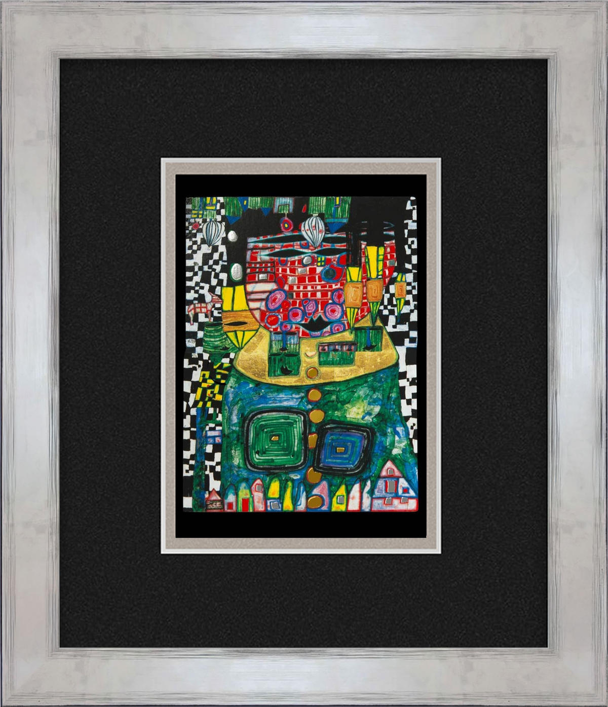 BILD gerahmt 30x35 cm Friedensreich Hundertwasser „Antipode King“ - Multicolor, Holz (35/30cm) - artissimo