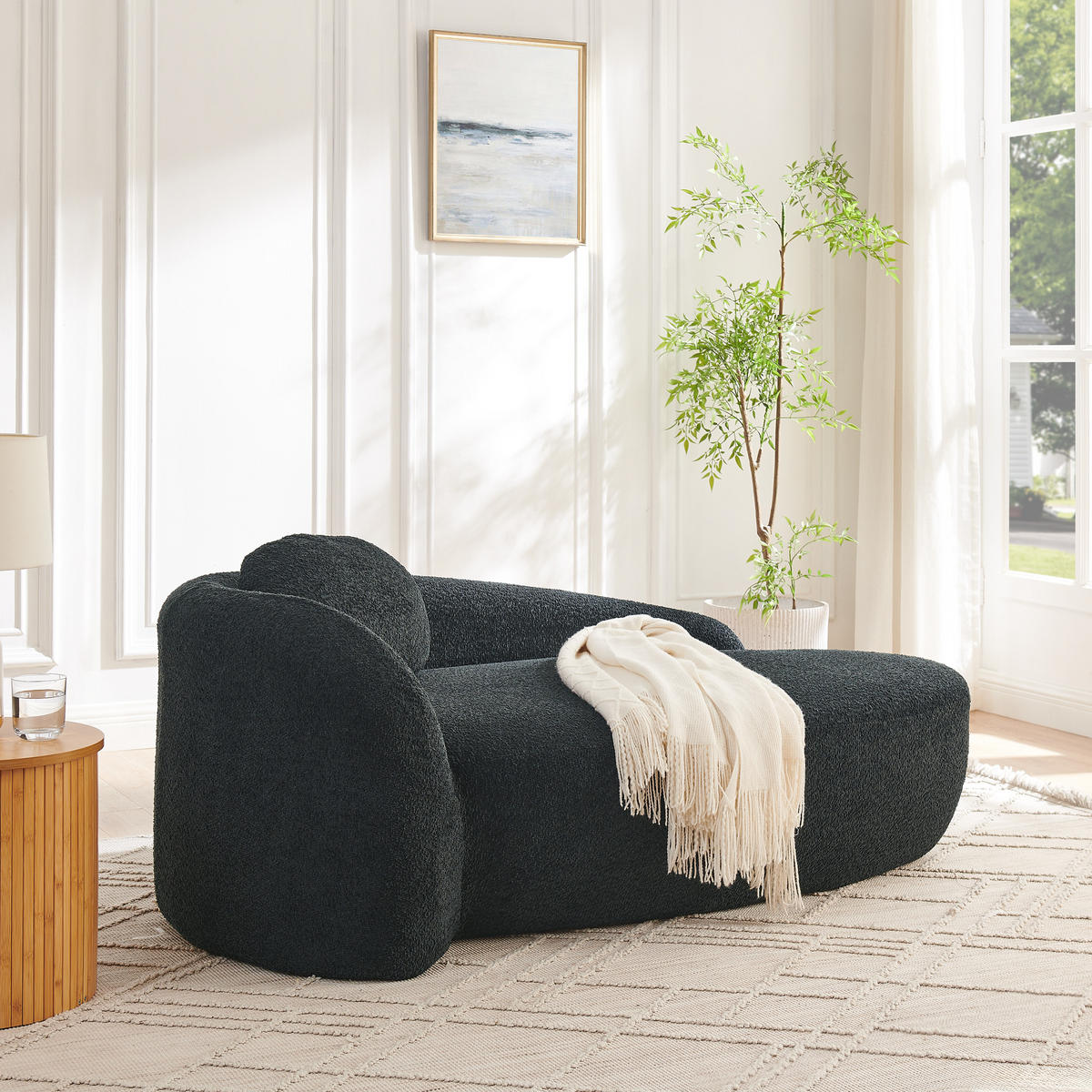 ECKSOFA 170/96/62 cm Schwarz Teddy mit Kissen - Schwarz, Textil (170/96cm) - Oxeza