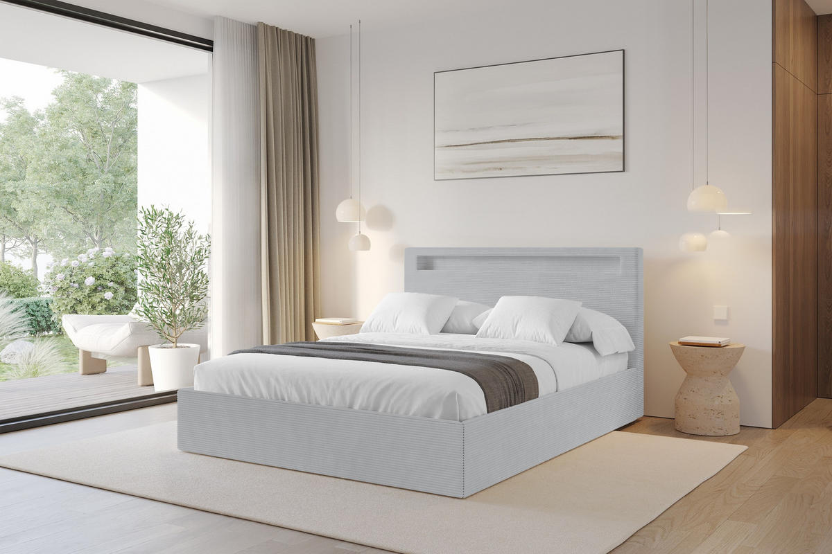 POLSTERBETT mit Bettkasten und Lattenrost, Boxbett ohne Matratze - GOLA 180x200 Grau - Alufarben, Holzwerkstoff/Textil (180/200cm) - ALTDECOR