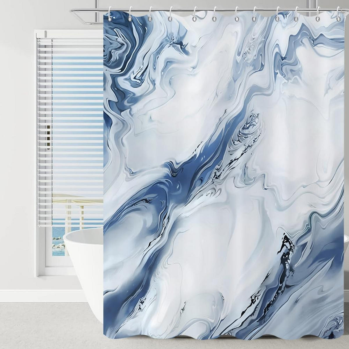 DUSCHVORHANG Aquarell Marmor 180 x 180 cm - Blau, Textil (180/180cm) - Kaket