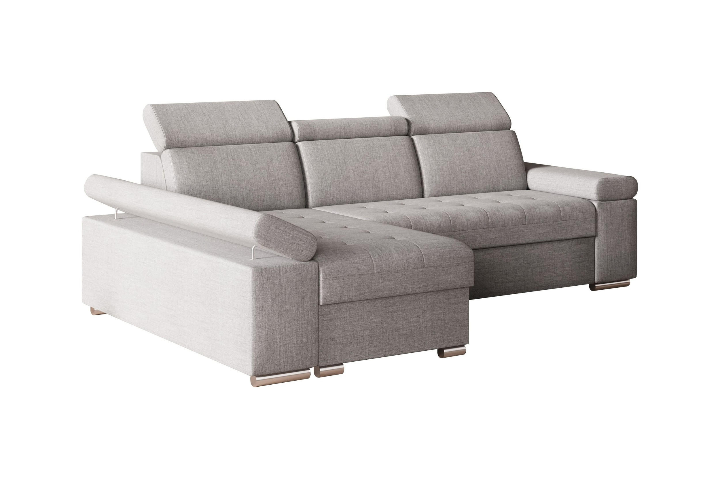 ECKSOFA mit Schlaffunktion Luka L Twist 19 - Hellgrau - Links - Silberfarben/Hellgrau, Holzwerkstoff (260/168cm) - Möblo