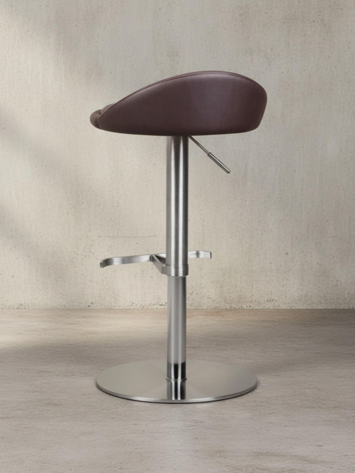 BARHOCKER Höhenverstellbar Edelstahl Halbrunde Rückenlehne DONAU, Braun 43x43x90 cm - Silberfarben/Braun, Kunststoff/Textil (43/90/43cm) - KADIMA DESIGN