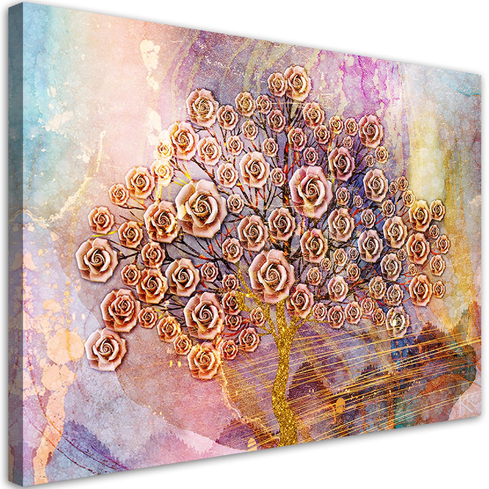 WANDBILD baum des lebens klimt - Pink, Textil (60/40cm) - Feeby