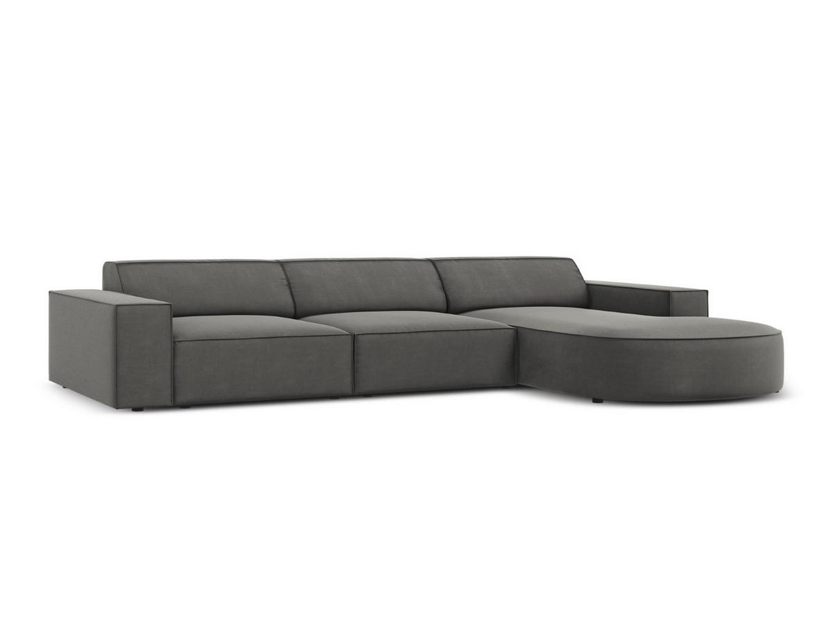 ECKSOFA rechts Jodie aus Samt hellgrau 4 Sitzplätze - Hellgrau, Textil (166/284cm) - Micadoni