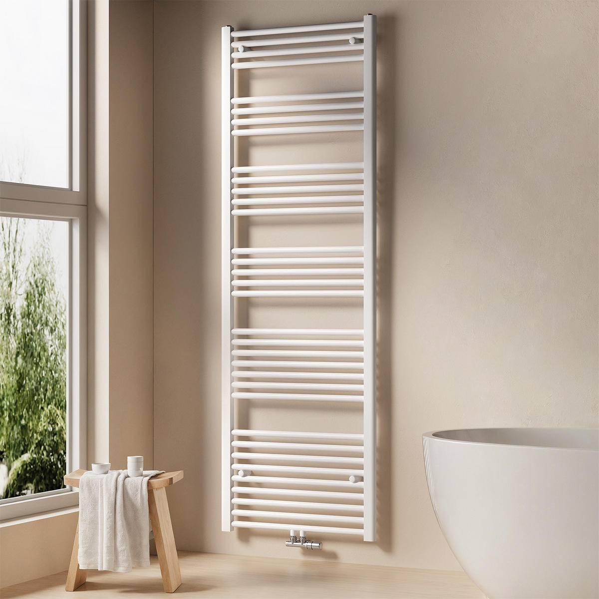 HEIZKÖRPER Handtuchheizkörper wasserführend 180/60/3 cm - Weiß, Metall (60/180/3cm) - EMKE