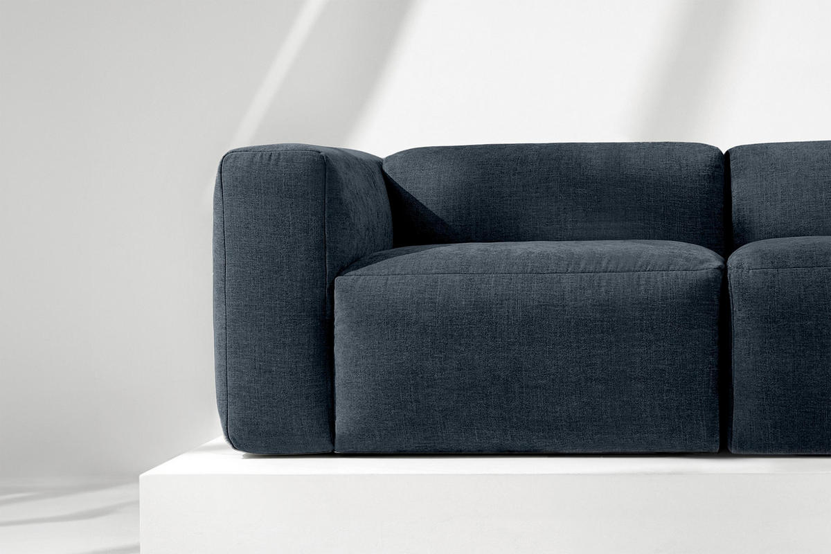 2,5-SITZER-MODULSOFA BUFFO mit extrem weicher und bequemer Sitzfläche, Gewebestoff, dunkelblau - Dunkelblau, Textil (250/73/96cm) - KONSIMO®