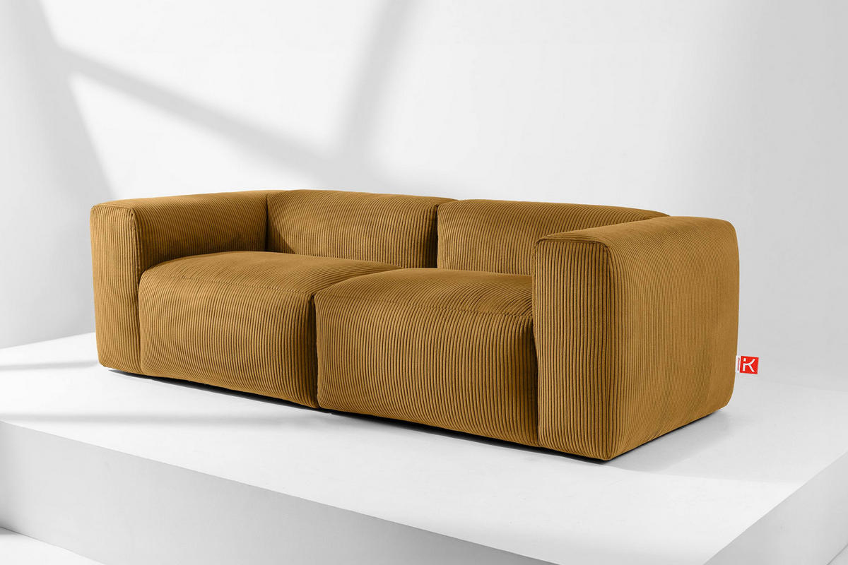2,5-SITZER-MODULSOFA BUFFO mit extrem weicher und bequemer Sitzfläche, Kordstoff, gelb - Gelb, Textil (250/73/96cm) - KONSIMO®