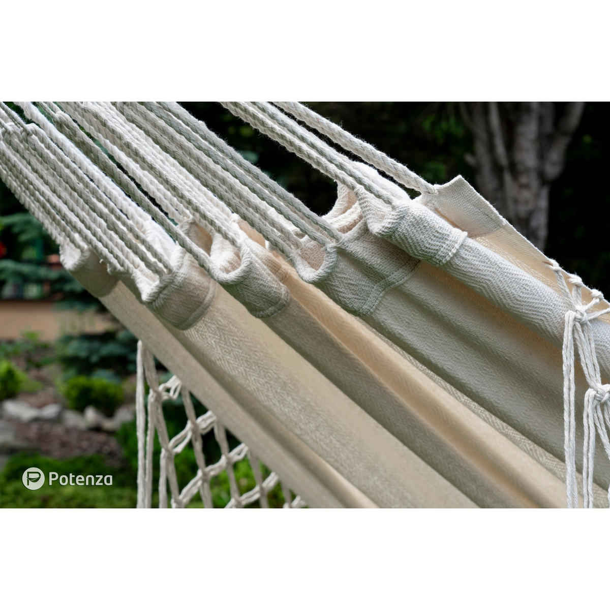 HÄNGEMATTE mit Verzinktem Gestell, 2 Personen, XXL, 200 kg, Metall, Medelin Boho Beige, einfache Montage - Ecru, Metall (370/130/120cm) - Potenza
