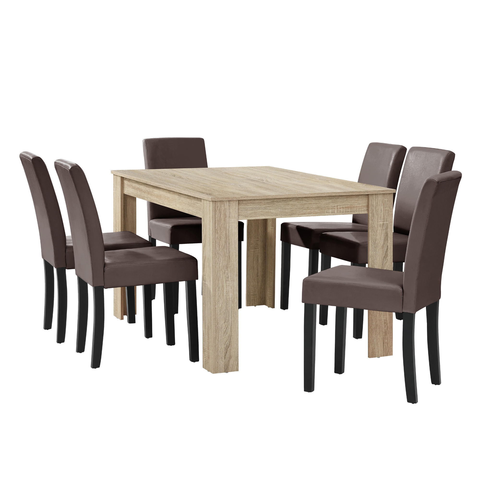 TISCHGRUPPE Forssa - Naturfarben/Braun, Holz/Holzwerkstoff (140/77/90cm) - [en.casa]