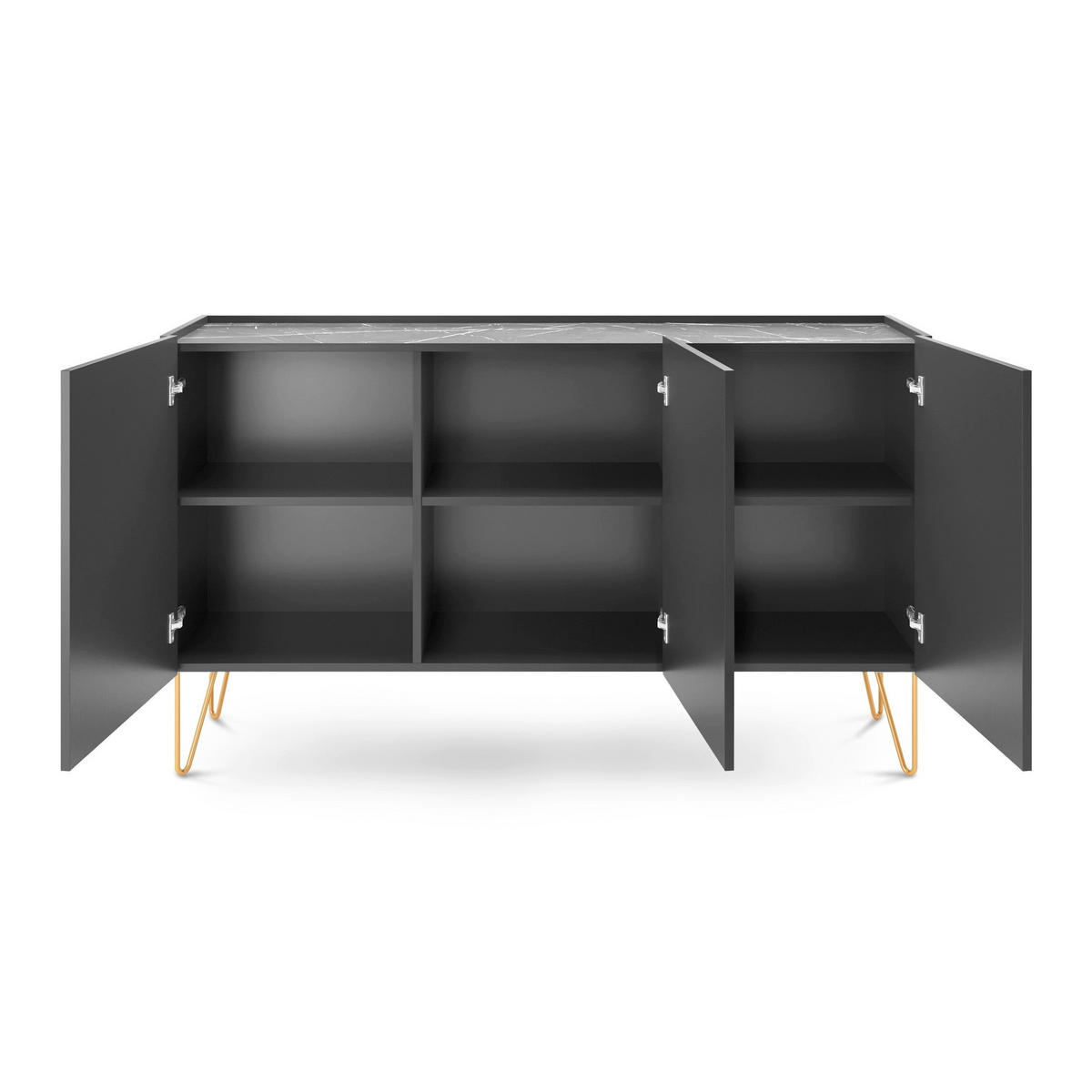 KOMMODE Ballada - Schwarz, Holzwerkstoff (144/83/37cm) - Pillovely