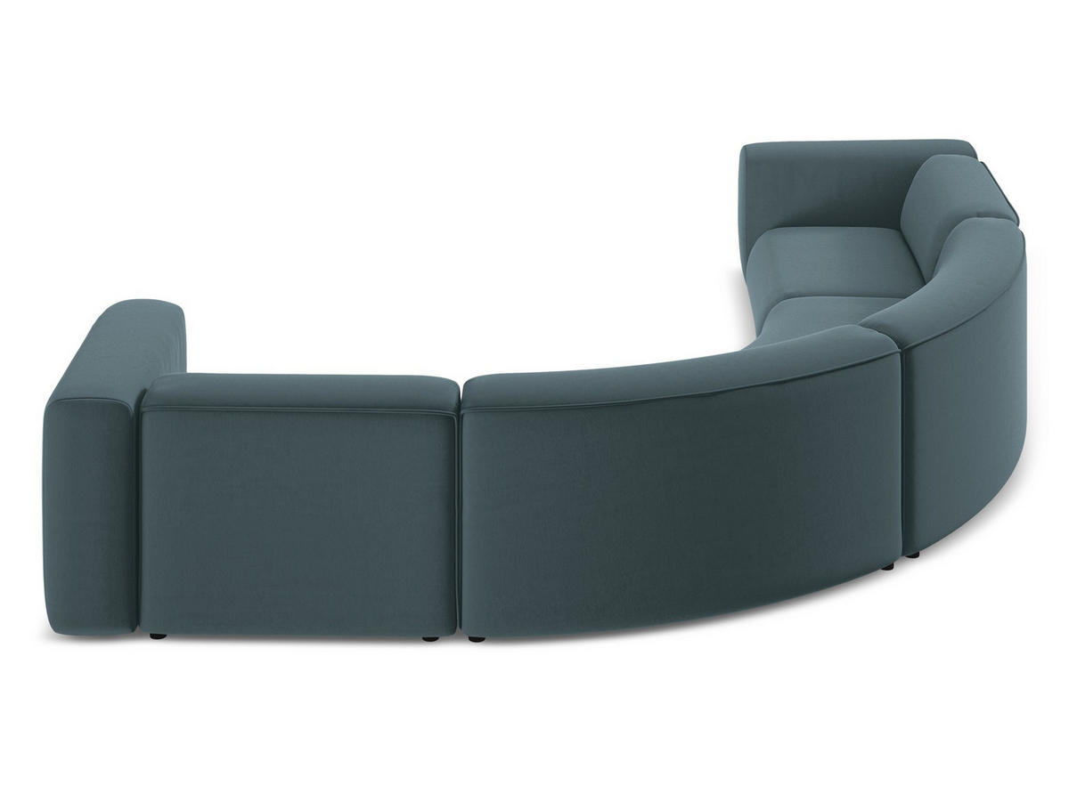 ECKSOFA Samt Stoff Blau - Blau/Petrol, Kunststoff/Textil (318/318cm) - Makamii