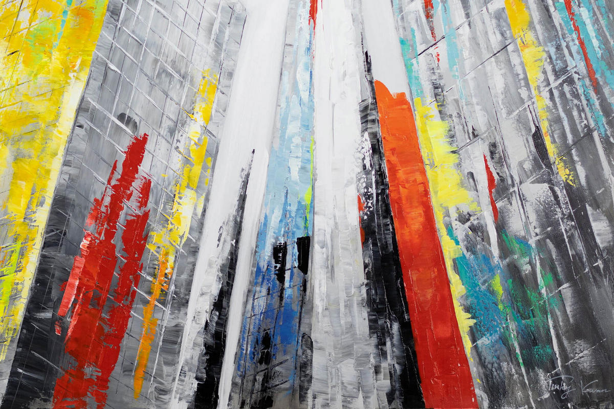 ACRYLBILD HANDGEMALT 120/80 cm - Multicolor/Grau, Holz/Textil (1.7/80cm) - KUNSTLOFT