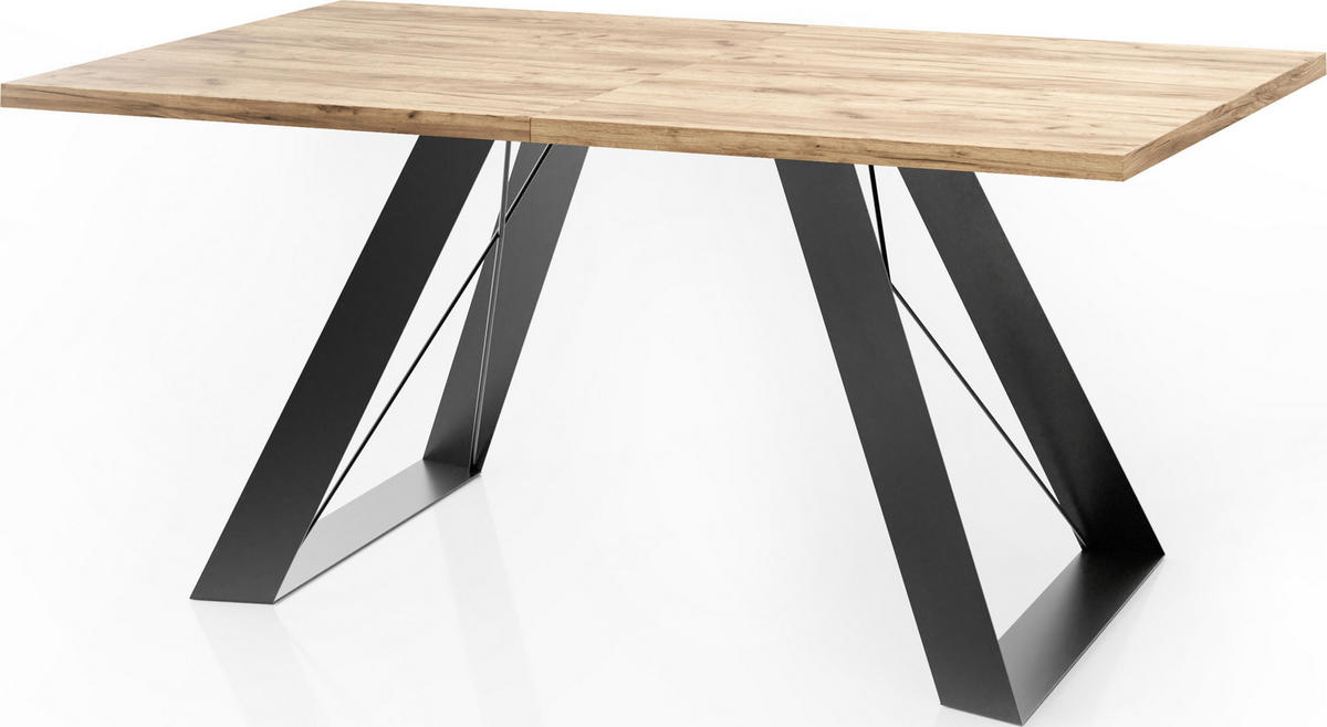 ESSTISCH Colter rechteckig ausziehbar, Craft Eiche 160-260/80/76 cm - Eiche Wotan/Schwarz, Holzwerkstoff/Metall (160/90/76cm) - WFL GROUP
