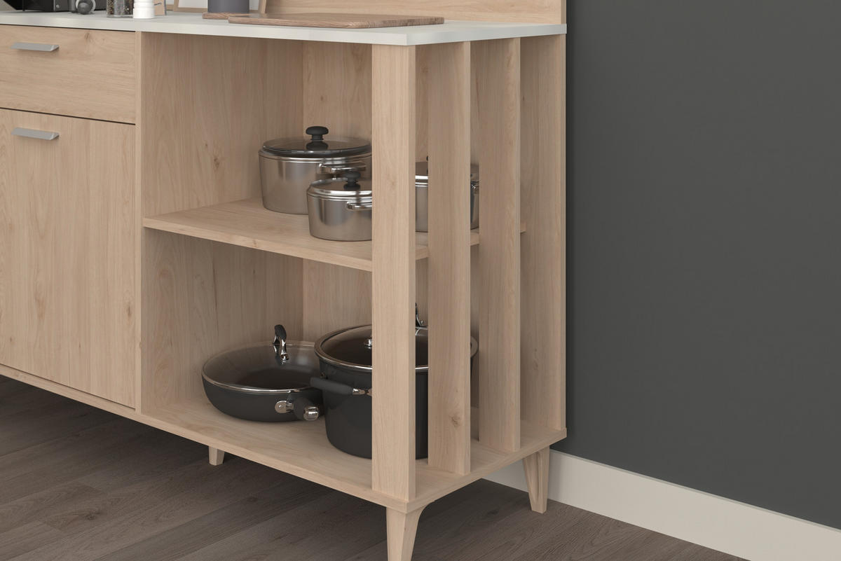 KÜCHENSCHRANK Gala 12 in Jackson Eiche und Beton Optik Beistellschrank - Braun, Holzwerkstoff (80/200/120cm)