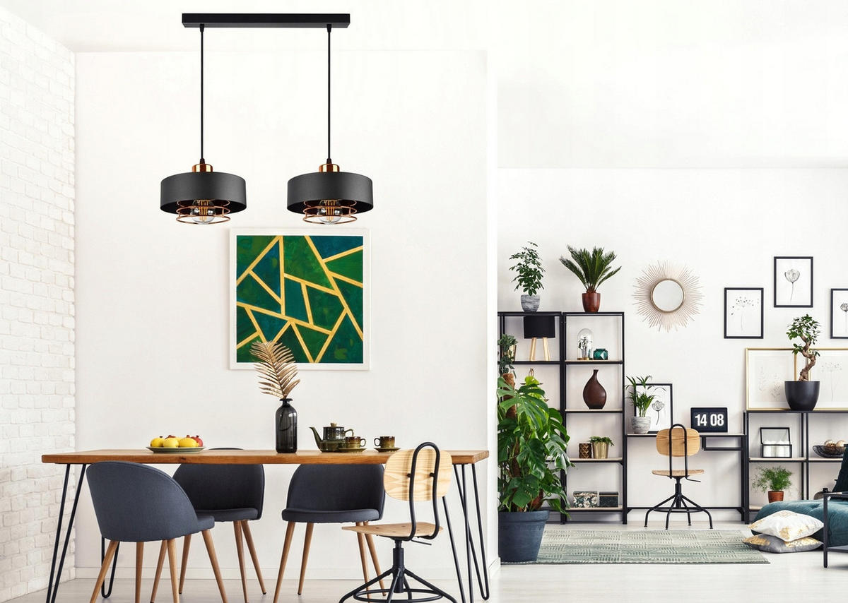 PENDELLEUCHTE EDISON - Goldfarben/Schwarz, Metall (20/60/70cm) - kiki design