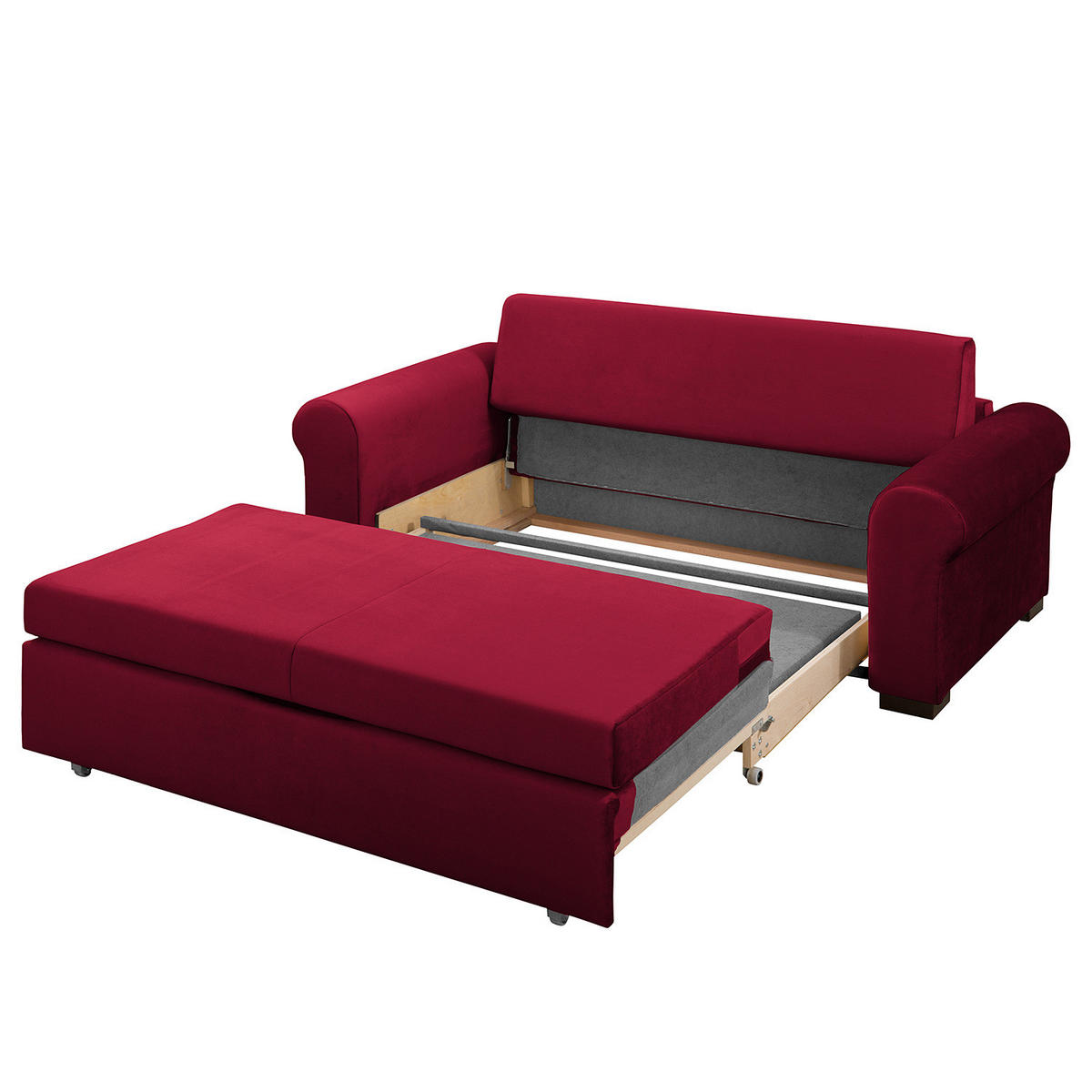 SCHLAFSOFA - Transparent/Rot, Birkenholz/Textil (205/95/90cm) - home24