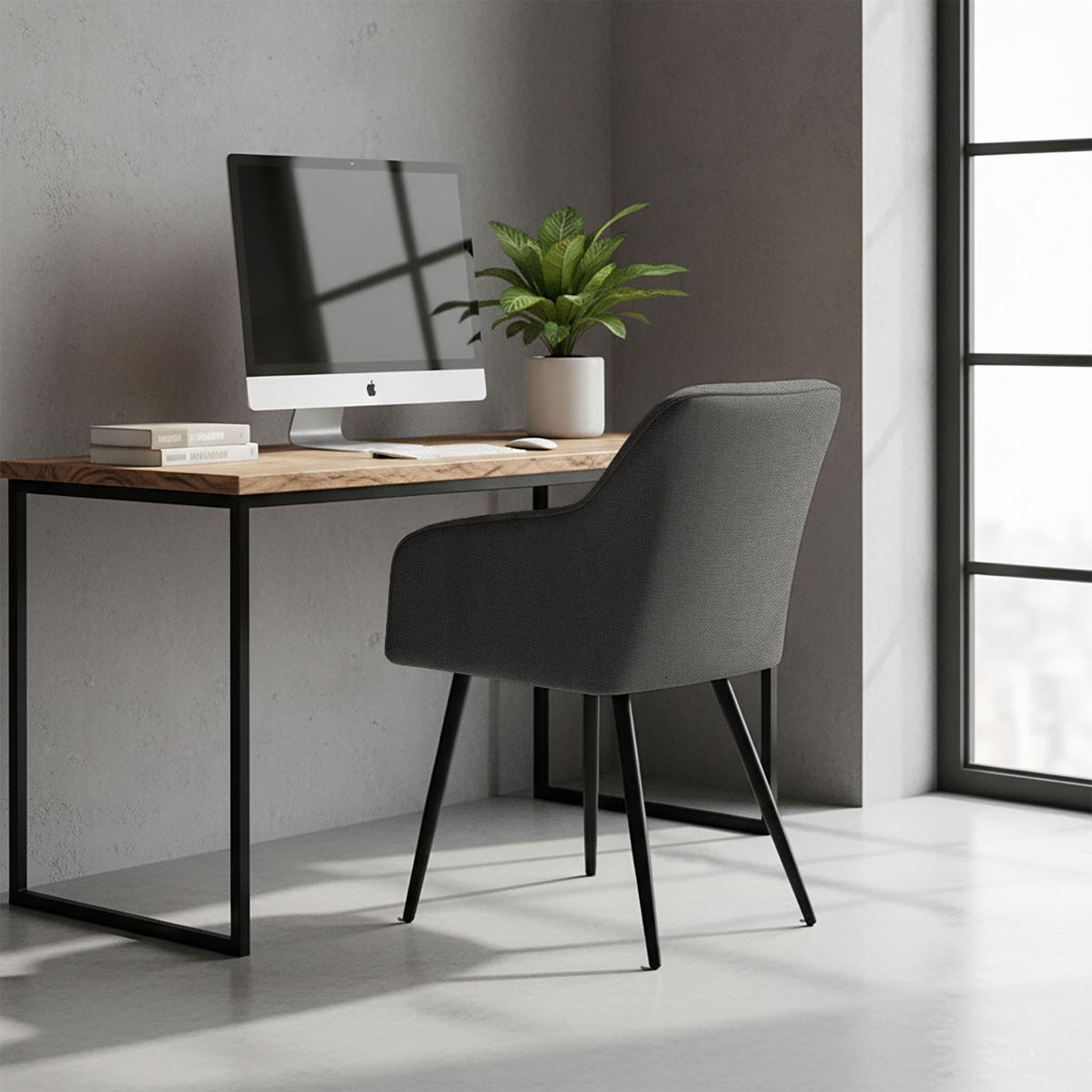 POLSTERSTUHL 4er Set, Metallbeine Graphit, Schwarz, x 54/82/58 - Schwarz, Textil (54/82/58cm) - RAUMHIRSCH FURNITURE