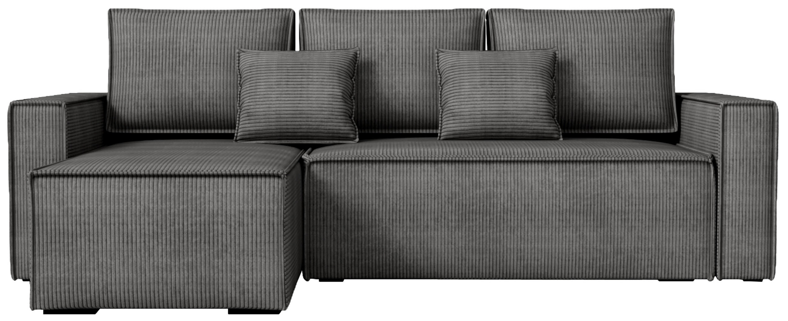 ECKSOFA Dexter mit Schlaffunktion Grau Cord - Dunkelgrau, Textil (238/141cm) - Bromarkt