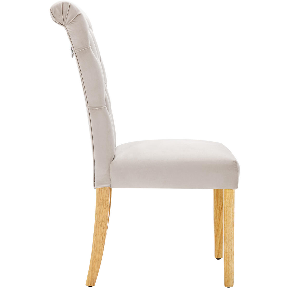 ESSZIMMERSTUHL 4er-Set Samt Beige mit Eichenbeinen - Beige, Holz (43/100/63.1cm) - Meubliv