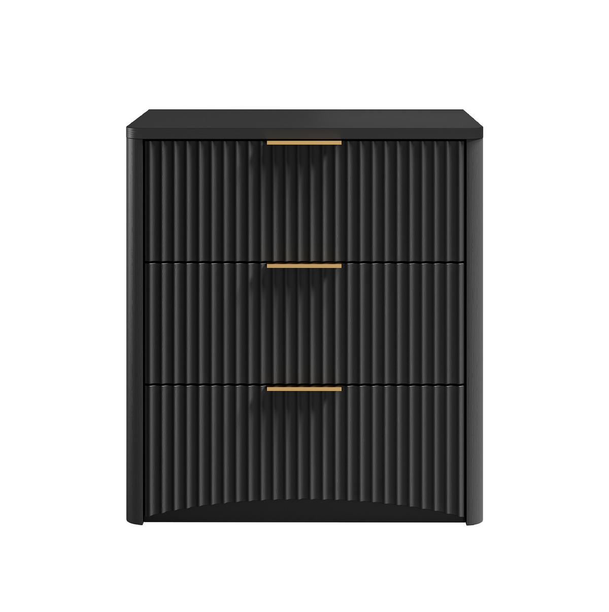 NACHTTISCH mit 3 Schubladen 58/38/64 cm in Schwarz mit Soft-Close - Schwarz, Holzwerkstoff (38/64/58cm) - BEAOK