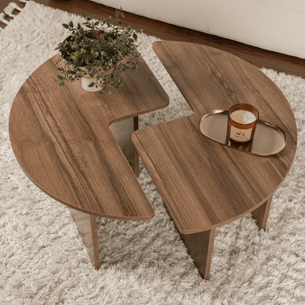 COUCHTISCH (2er-Set) moira 90/90/41 cm - Naturfarben, Holzwerkstoff (90/90/41cm) - Calicosy