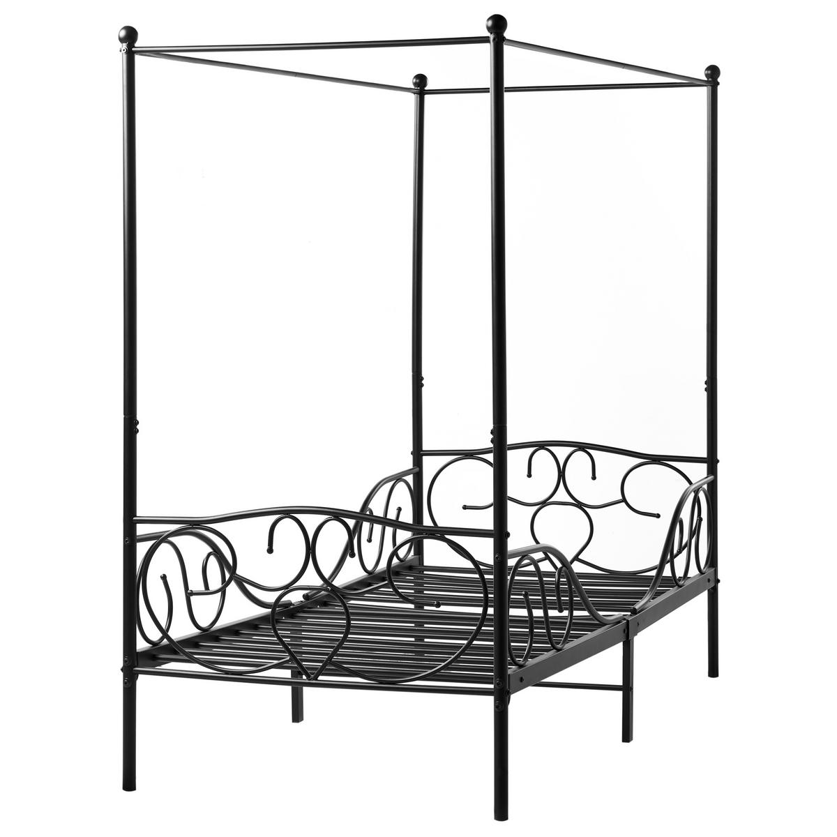 HIMMELBETT 90x200 cm Schwarz Sormery - Schwarz, Metall (90/200cm) - Beliani