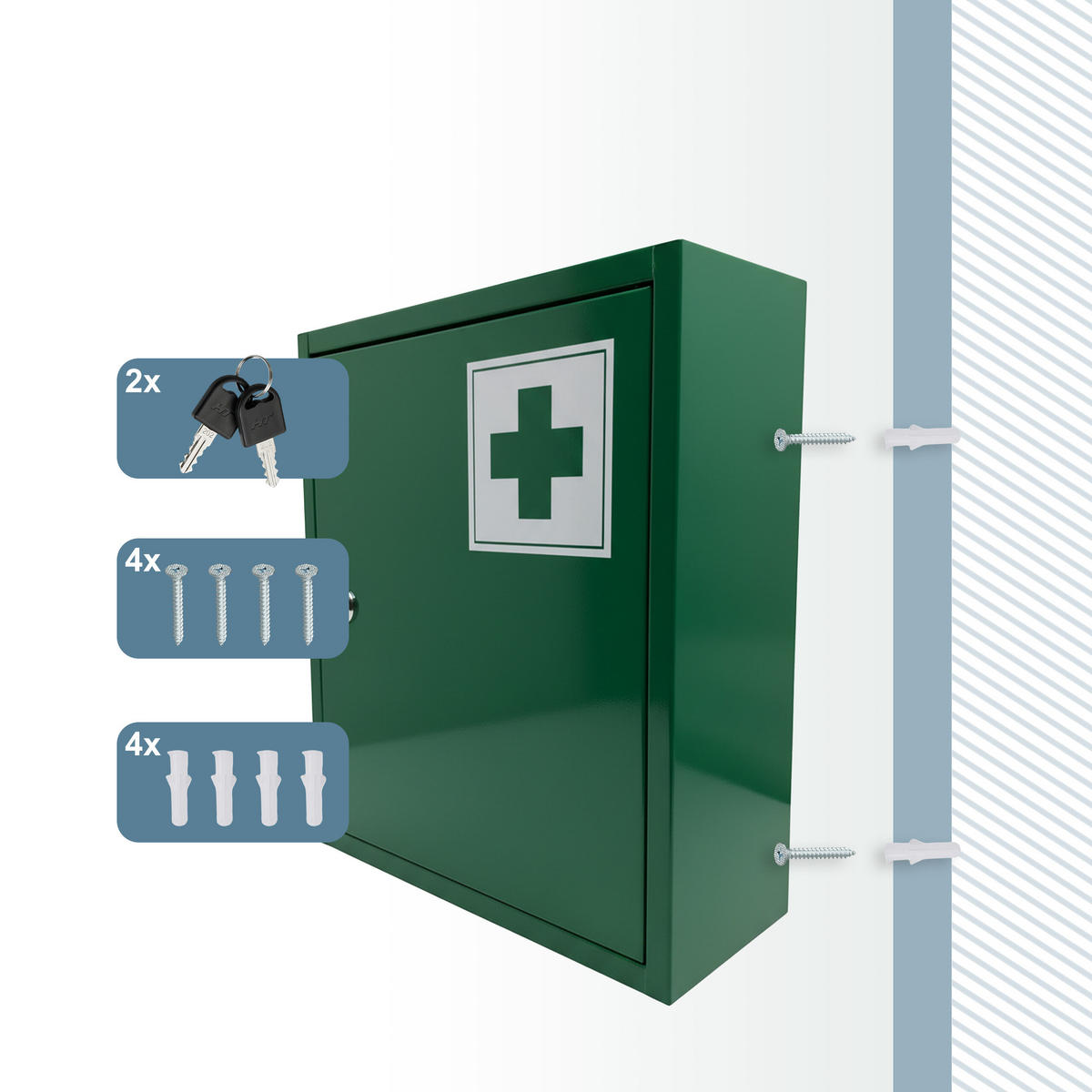 LÉKÁRNA - zelená barva, kov (31/36/10cm) - Relaxdays