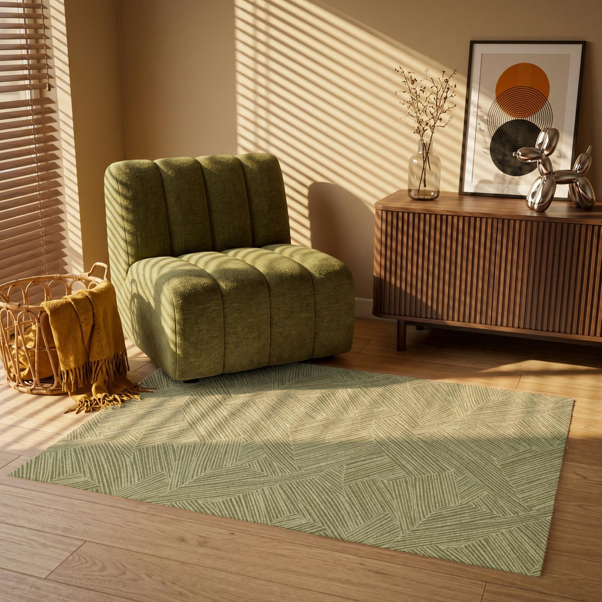 KOBERCE - Abstraktné - Moderné - Zelené - 120x80 cm - olivovozelená, textil/plast (120/0.4cm) - OnlyWow