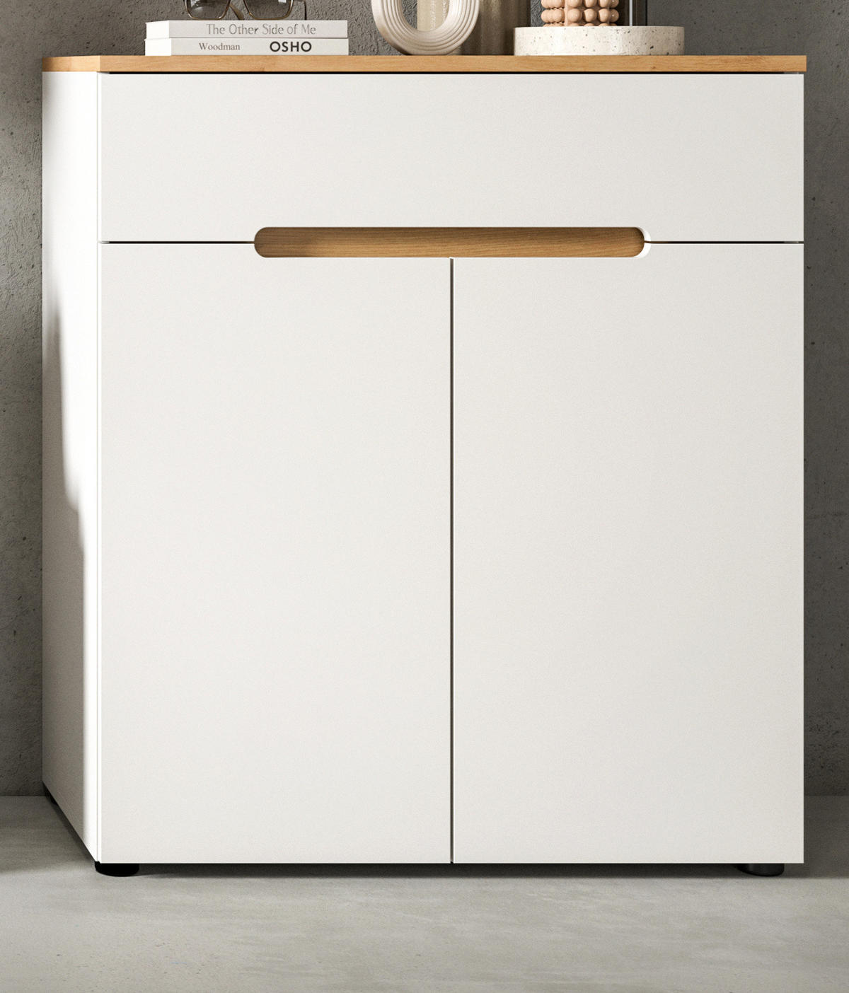 FLURKOMMODE weiß, Eiche Artisan 80 x 94 cm, Schuhschrank mit Soft-Close - Weiß, Holzwerkstoff (80/94/37cm) - Inn.Furn