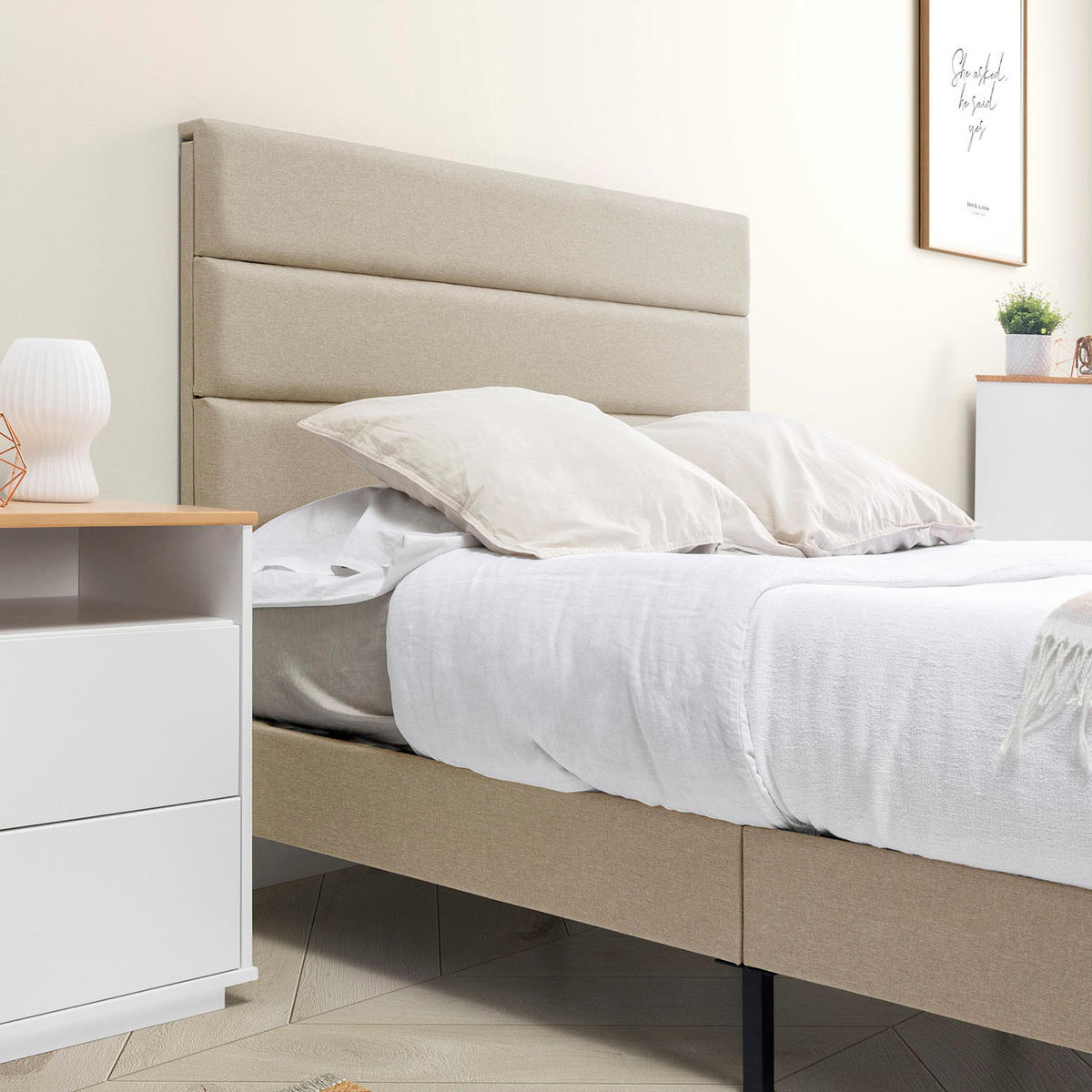 POLSTERBETT 90x190 cm Aroma, Beige - Beige, Textil (195/92/116cm) - VS Venta-stock