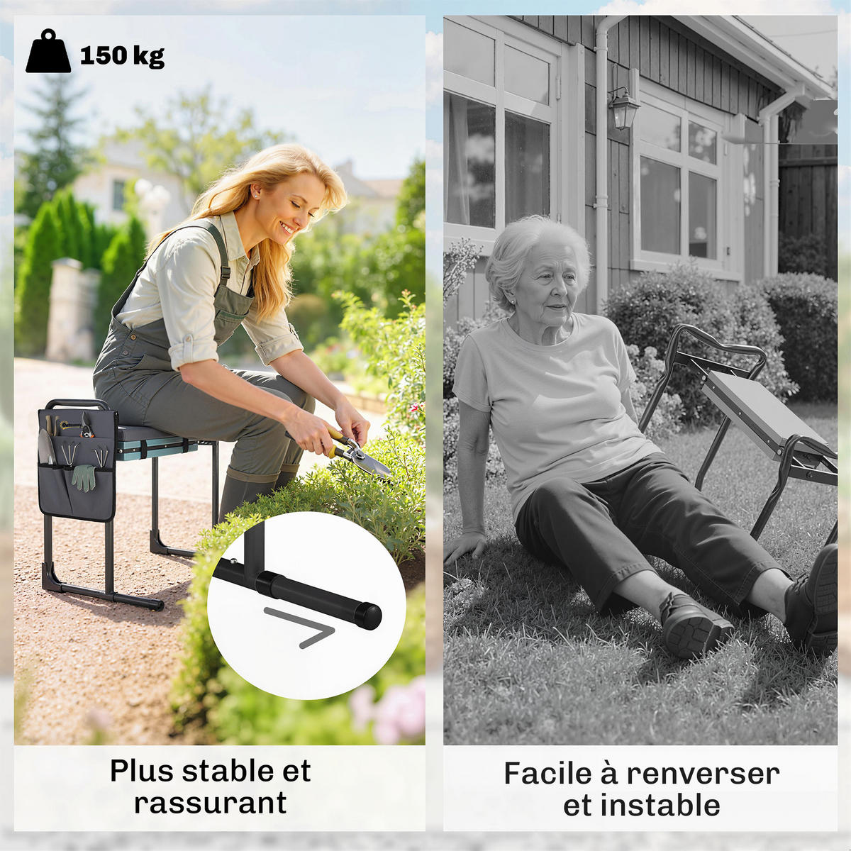 KNIEBANK 2-in-1 DE-13890 Dunkelgrau - Dunkelgrau, Metall (29/50/60.5cm) - ComfortXL