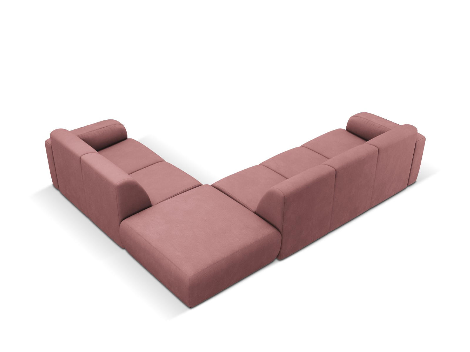 ECKSOFA rechts Molino aus strukturiertem Stoff rosa 6 Sitzplätze - Pink, Textil (250/315cm) - Micadoni