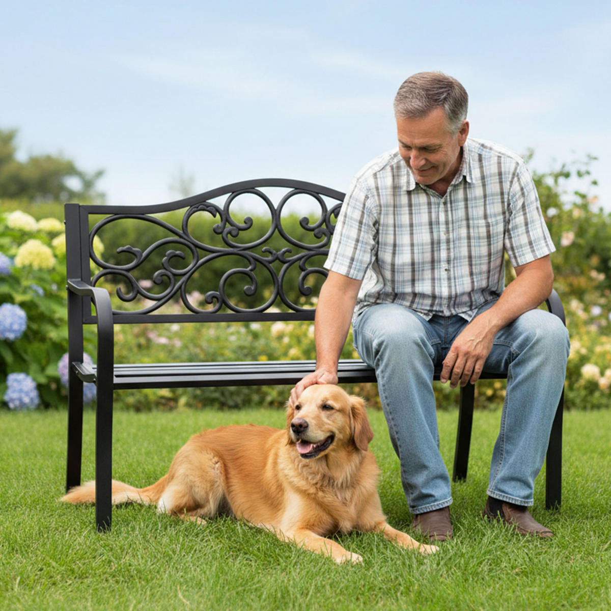 GARTENBANK IRGA Schwarz 127 x 89 x 62 cm - Schwarz, Metall (127/89/62cm) - Akord