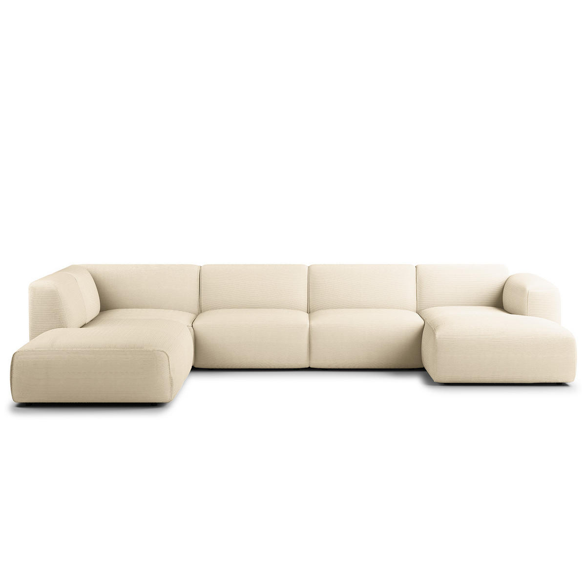 WOHNLANDSCHAFT mit Longchair - Beige/Schwarz, Kunststoff/Textil (325/71/235cm) - home24