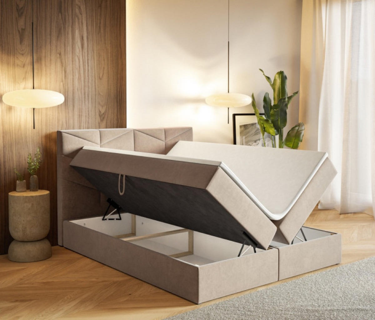 BETT Beige G3 Mit Bettkasten 160x200 cm - Beige, Textil (160/200cm) - Sepro Meble