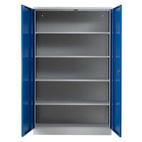 STAHLSCHRANK Bee mit 4 verzinkten Fachböden 195x120x42 cm Korpusfarbe Lichtgrau Frontfarbe Enzianblau - Blau, Metall (120/195/42cm)