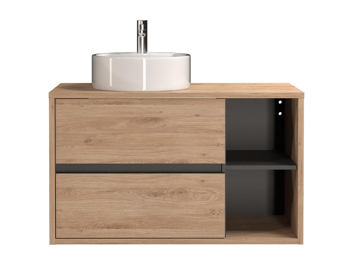 EINZELWASCHTISCH - 100 cm x 45.5 cm - Holz, Platte - Naturfarben Hell - PURNAL - Naturfarben, Holz (100/60/45.5cm) - Vente-Unique