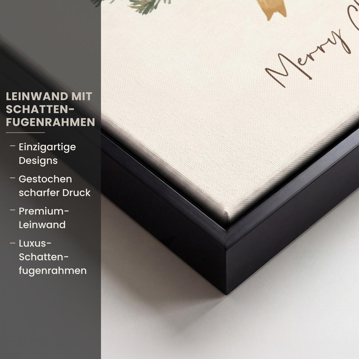 LEINWAND Bilder mit Rahmen - Weihnachtsbaum - Weihnachten - Frohe Weihnachten - Beige - 30x40 - Sandfarben, Textil (30/40cm) - MuchoWow