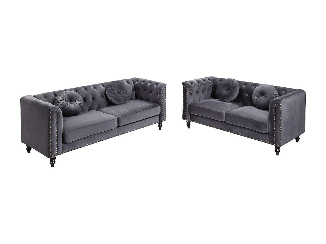 COUCHGARNITUR - 5 Personen - samt - anthrazitgrau Turner - Anthrazit, Textil (163/79/77cm) - Vente-Unique