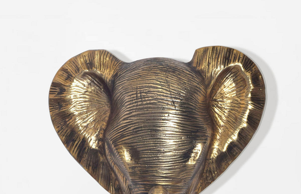 WANDDEKO Elefant Aluminium goldfarben 41 cm im afrikanischen Stil - Goldfarben, Textil (33/41/20cm) - KADIMA DESIGN