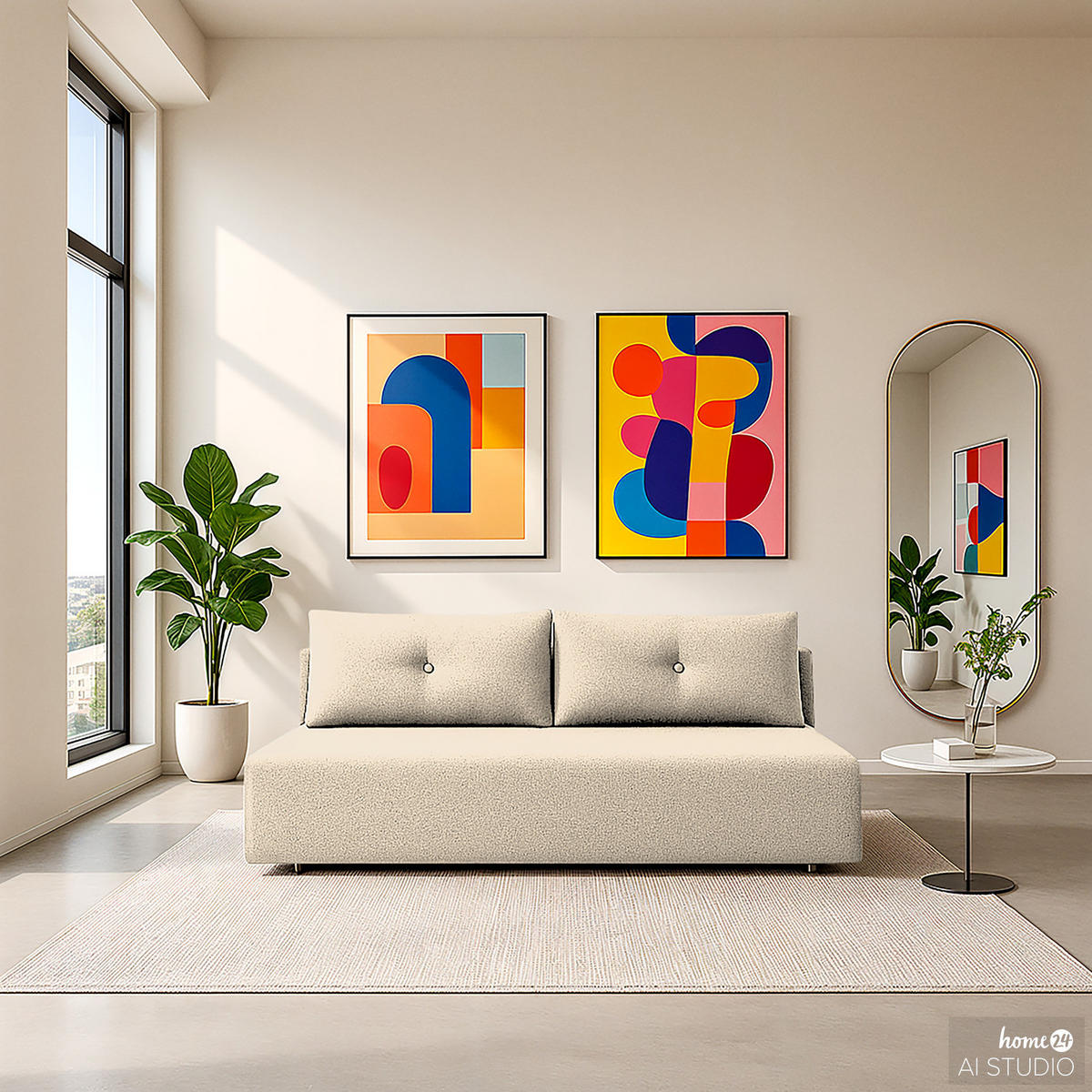 SCHLAFSOFA - Webstoff - Beige/Braun, Holz/Textil (200/86/102cm) - home24