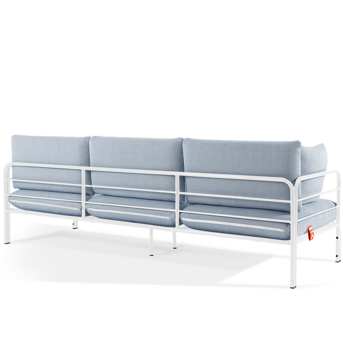 GARTENMÖBELSET RAMBE 4-tlg. 1x Tisch 2x Sessel 1x Sofa 3-Sitzer, mit Auflage, Stahlrahmen, LOFT-STIL, Weiß - Weiß/Hellblau, Glas/Textil - KONSIMO®