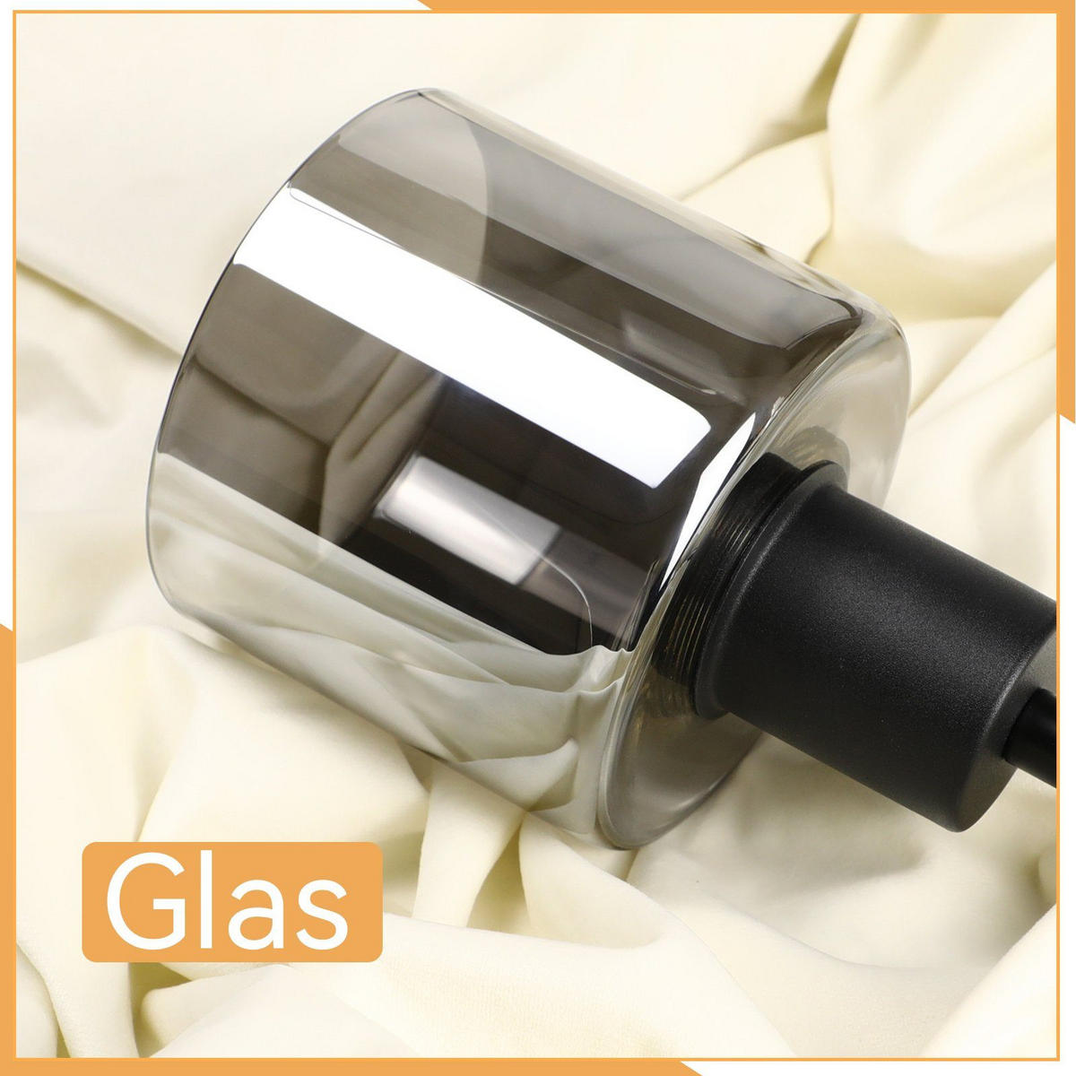 HÄNGELEUCHTE Klassik 3-flammig 26/26/195 cm - Grau, Glas (26/26/195cm) - Nettlife