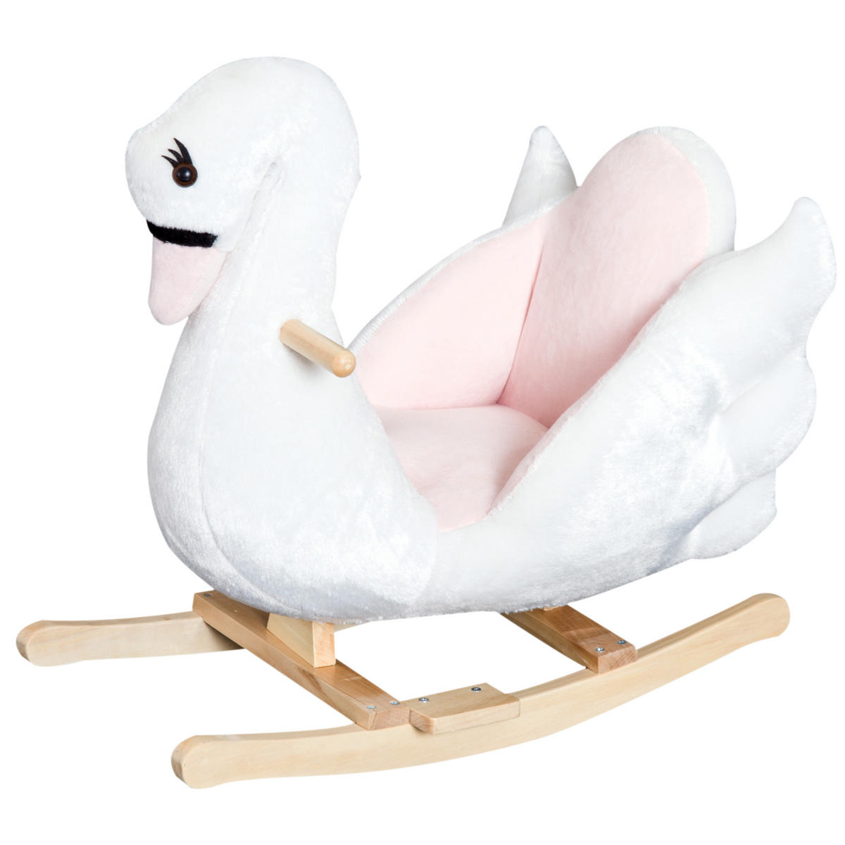 SCHAUFELTIER DE-10114 mit Musik und Sicherheitsgurt, Plüsch Weiß - Weiß, Holz (32/55/60cm) - ComfortXL