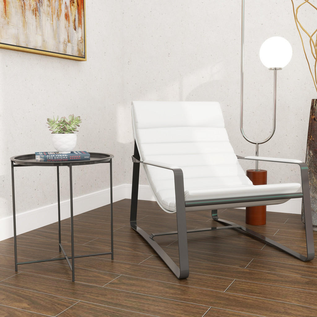 Thumbnail - Outsunny Beistelltisch, Schwarz, Metall, 46x50x46 cm, Gartenmöbel, Gartentische, Beistelltische outdoor