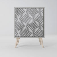 SIDEBOARD CONCRETE MOVEMENT, Grau, 57,5x42x77,5 cm, Schräge Buchenholzfüße - Buchefarben/Multicolor, Holzwerkstoff/Buchenholz (57.5/77.5/42cm) - SpaceRebels