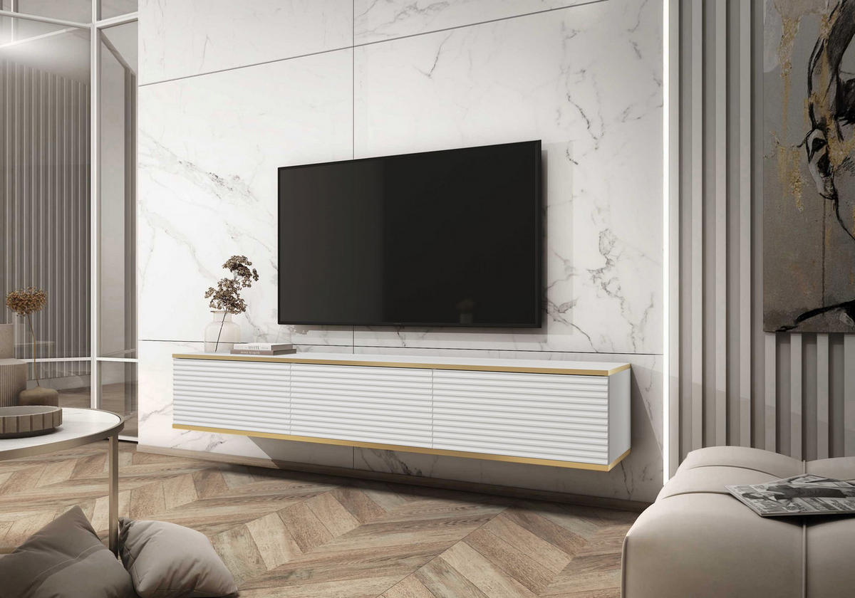 TV-SCHRANK Oris Weiß matt Glamour Style 175 cm - Weiß, Holzwerkstoff (175/30/32cm) - Meble Lindner