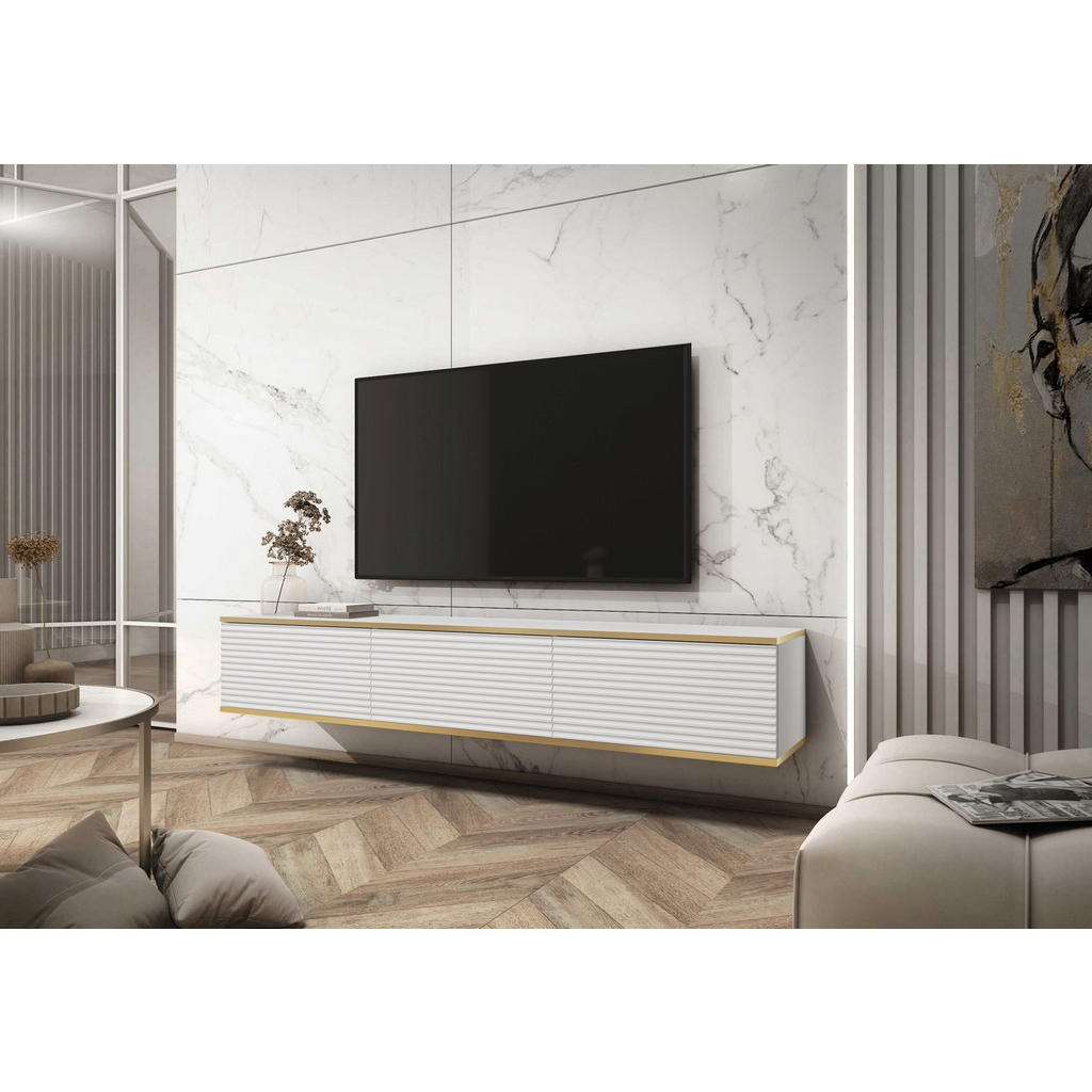Thumbnail - Meble Lindner Tv-Schrank, Weiß, Holzwerkstoff, Rechteckig, 175x30x32 cm, Wohnzimmer, Wohnwände, Lowboards, Lowboards ste...